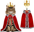 Cat Halloween Costumes Cat Dog Halloween King Costume Pet King Cape Crown Costume for Cats Kitties Puppies XS Small Dogs