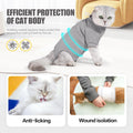 JOHNBOLIN Cat Surgery Recovery Suit - E-Collar Alternative Anti-Licking Spay/Neuter Bodysuit, Soft Pet Surgical Pajamas 