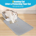 FADEYJ Cat Litter Mat, Kitty Litter Collector, Double Layered Honeycomb Design Waterproof, Anti Urine, Anti Slip, Easy to Clean, Limit Garbage (35"x24", Grey)