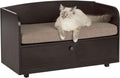 Paws & Purrs Cat Sofa Bed with Storage Drawer, Espresso Finish, 31.5″ x 15.75″ x 19.25″ | 3″ Foam Cushion with Washable 