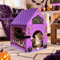 Cinrobiye Cardboard Cat House with Scratcher, Indoor Cat Condo Cat Cave Hideout with Scratch Pad, Cardboard Cat Playhous
