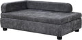 Pet Sofa with Hidden Storage for Puppy and Cat,Linen Fabric Dog Sofa,Cat Couch with Wooden Frame