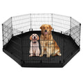 PJYuCien Octagonal Dog Playpen with Bottom Pad - Metal Foldable Exercise Pen, 8 Panels 24" H x 24" W Indoor Outdoor Pet Fence Puppy Crate Kennel, Black
