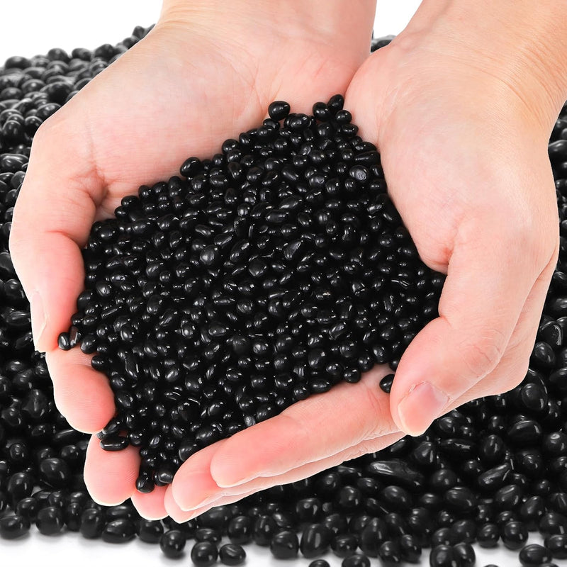 SOUJOY 3 LB Small Aquarium Substrate Gravel Sand, Polished Smooth Fish Tank Gravel, Black Crystal Chip Stone, Natural De