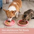 Pet Food Mat, 2 Pack 7" x 7" Non-Slip Pink Silicone Feeding Mats