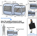 EighteenTek® 2-in-1 Portable Cat Playpen(Front Doors), Pop up Kitten Playpen, Assembly-Free, Pet Tent Crates Kennel Cage Enclosure for Dog Puppy Indoor Outdoor(No Divider, Unified Space)