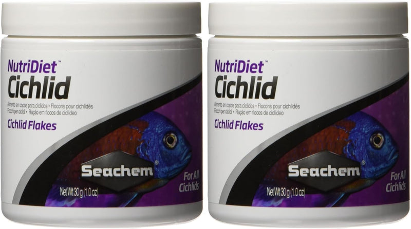 Seachem NutriDiet Cichlid Fish Flakes - Probiotic Formula with GarlicGuard 30g/1oz (Pack of 2)