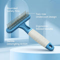 POODLIE Poodle Pet Dog Grooming Rake | Dematting Tool with Stainless Steel Shedding Comb for Pets | 2 Rows of Pins Gentl