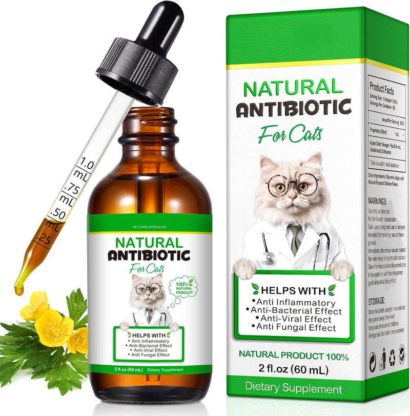 60ml Cat Antibiotics for Infections Antibiotics for Cats Cat Antibiotics Cat Immune Support Supplement Infection Antibiotics Natural Antibiotics for Cats Allergy Relief for Cats (60ml)