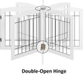 PAWLAND Free Standing Dog Gates for The House Stairs Doorways Indoor Foldable Wooden Small White Puppy Pet Gate Step Over Fence 60" W 24" H 3 Panels