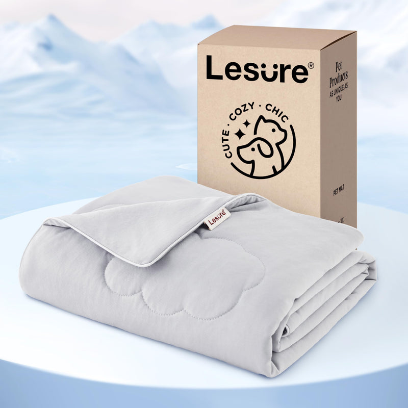 LE SURE Premium Cooling Blankets for Large Dogs - Washable Dog Cooling Throw Blanket with Q-MAX>0.4，Durable Self Cooling Pet Mat for Cat, Soft Cooling Summer Blanket for Hot Weather, Grey, 40x50