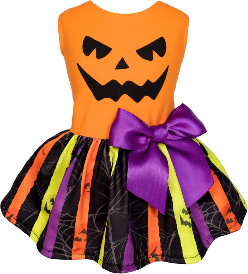Fitwarm Halloween Pumpkin Dog Dress, Funny Dog Halloween Costumes, Doggy Clothes for Small Dogs Girl, Pet Apparel, Orang