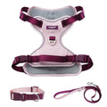 3 in 1 No Pull Dog Harness Leash and Collar Set, Soft and Cute Adjustable Dogs Vest Reflective and Comfortable Handle Pink