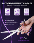 ULG 30° Curved Dog Grooming Scissors 440C Stainless Steel, 7.5" Professional Pet Grooming Shears with Reversible Butterfly Handles, Dog Scissors for Grooming Face, Eyes, Paws & Body