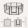 Amazon Basics Dog Playpen, 8 Panels Metal Fence with Door, Foldable for Indoor and Outdoor Use, Suitable for Small to Medium Sized Dogs, 24 Inch Height, Black