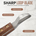 Equine Care Farrier Loop Hoof Knife, J2 Stainless Steel, Wood Handle