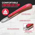 Equine Care Hoof Loop Knife, J2 Stainless Steel, Red Handle, Either Hand