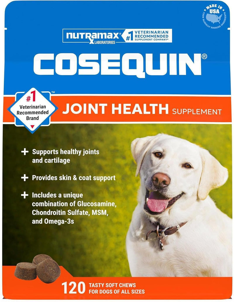 Nutramax Cosequin for Dogs Joint Health Supplement, Contains Glucosamine, Plus Chondroitin, MSM and Omega-3s, Supports Joint and Skin and Coat Health, Soft Chews, 120 Count
