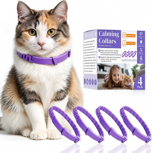 Calming Collar for Cats, 4 Pack Cat Pheromone Collar, 60-Day Each, 240 Days Total, 15-Inch Adjustable Cat Calming Collar