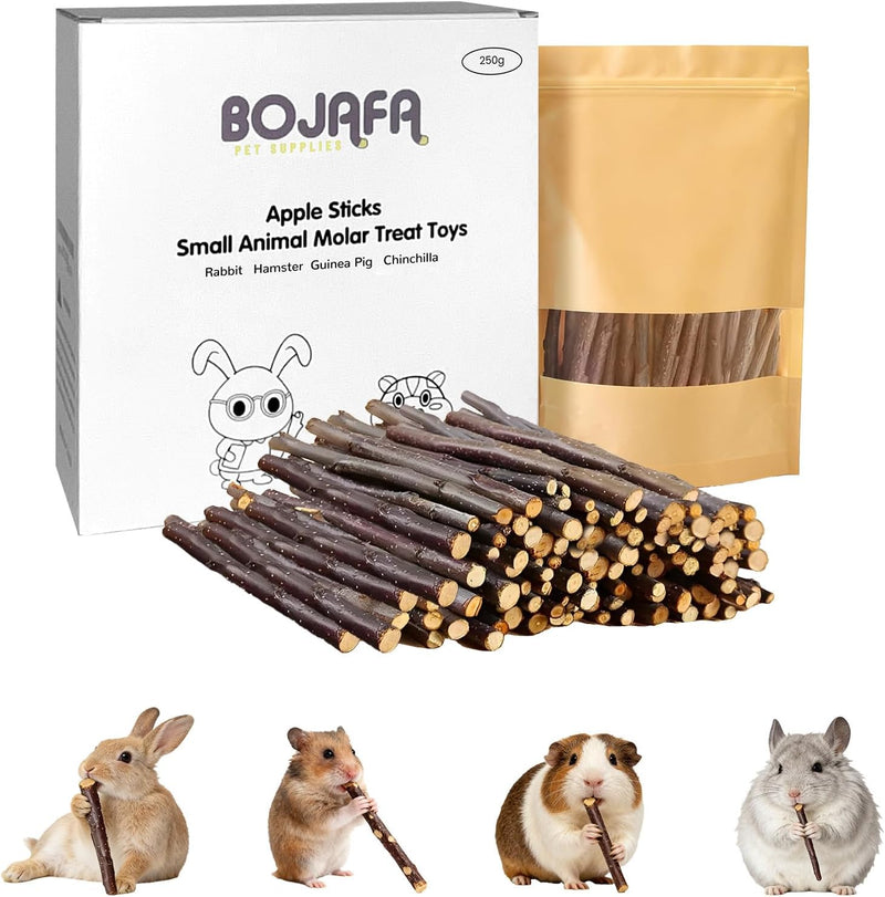 250g Apple Sticks Small Animals Molar Wood Treats Toys for Rabbits Chinchillas Guinea Pig Hamster Gerbil Parrot Bunny an