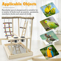 Hamiledyi Bird Playground Parrots Wood Perch Stand Cockatiel Playground Bird Play Gym Colours Climb Ladders Swing Chewing Toys with Parakeet Feeding Cups Exercise Activity Center for Lovebirds Conure