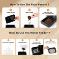ZOMISIA Gravity Dog Food and Water Dispenser, 2 in 1 Automatic Dog Feeder with 180 Degree Rotatable, 2 Pack Large Capacity Self Feeding for Small Dogs Puppy, Black, 1.6GALx2