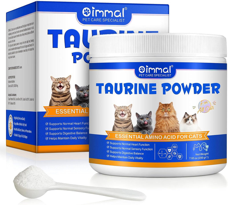 Taurine for Cats – Pure Taurine Powder Supplement for Kittens & Adult Cats, Supports Overall Vitality & Healthy Coat, Ea