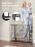 29.5-40.5" Baby Gate for Stairs, Dog Gate for Doorways, Walk Thru Auto Close Metal Baby Safety Gate for The House, Stairs and Doorways, Child Gate Pressure Mounted, Pet Gate for Dog Indoor - Black