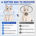 Cat Recovery Collar, Soft Waterproof Donut Cone for Cats After Surgery, Adjustable Anti-Lick Elizabethan Collar Alternative for Wound Healing, Hair-Resistant Pet Neck Pillow for Cats & Small Dogs,M