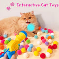 Eerrhhaq 2 Cat Toy Launchers & 100 Cat Pom Pom Balls,Cat Toys Balls Launcher,Launch Ball Interactive Toy,Silent Plush Elastic Ball for Kitty