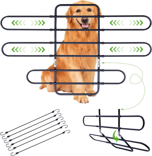 Metal Dog Barrier for Cars, SUVs, Trucks, Adjustable Universal Pet Gate Vehicle Divider for Back Front Seat, Heavy Duty 