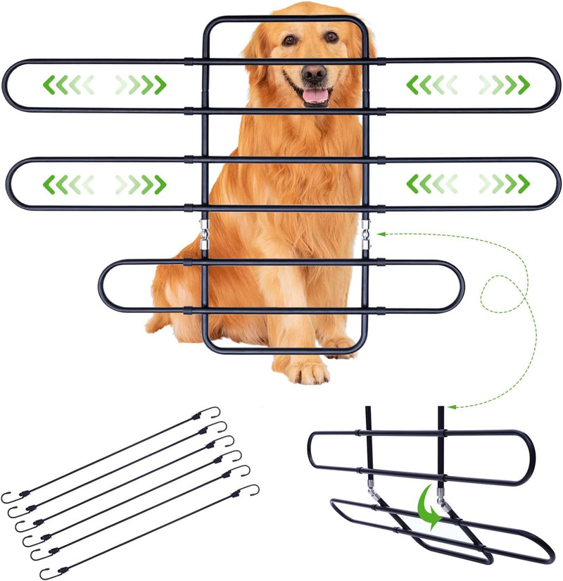 Metal Dog Barrier for Cars, SUVs, Trucks, Adjustable Universal Pet Gate Vehicle Divider for Back Front Seat, Heavy Duty 