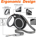 EC.TEAK Retractable Dog Leash 26 FT, Heavy Duty Dog Leash for Dogs up to 110lbs, Strong Nylon Tape No Tangle, One-Handed Brake, Pause, Lock, Perfect for Medium Large Dogs (Black, 26 FT(66-110 LBS))