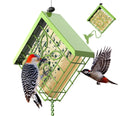 FlowaFoli Suet Bird Feeder for Outside, Metal Suet Feeder for Outside Hanging, Single Suet Cake Capacity, Fruit and Suet Feeder Style for Outside Hanging(Green)