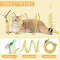 TEASIK 2-Pack Large Cat Tunnel Beds - Indoor & Outdoor,Kitten Collapsible Spring Tunnel Toy with Feather and Bell,Interactive Spring Toys for Cats & Kittens（Yellow and Blue）