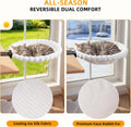 Anywish Cat Desk Bed - Cat Hammock for Desk with Faux Rabbit Fur, 180° Folding Space-Saving, Dual-Sided Reversible for All Seasons, Removable & Washable, Holds Up to 40 lbs – for Home Office Desks
