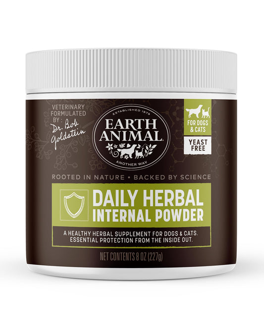Earth Animal Apothecary Natural Flea & Tick - Daily Internal Herbal Powder Supplement for Dogs & Cats - 8 oz