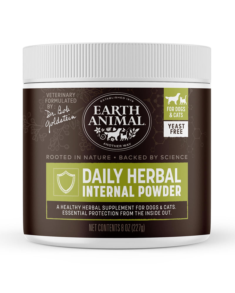 Earth Animal Apothecary Natural Flea & Tick - Daily Internal Herbal Powder Supplement for Dogs & Cats - 8 oz