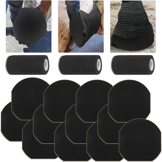 15 Pack Horse Hoof Tape with 3 Rolls of Vet Wrap, Breathable Magic Cushion Hoof Packing, Cotton Strong Sticky Horse Hoof