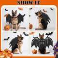 Olanrun Large Dog Halloween Costumes, Adjustable Dog Bat Wings Costumes for Large Dogs with Pumpkin Bell Skeleton Print 