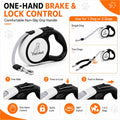 Dual Retractable Dog Leash – 16 FT Tangle-Free Leash for 2 Dogs, Detachable for Single Use, One-Button Brake & Lock, Up 