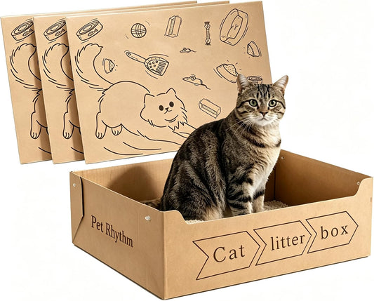 Disposable Cat Litter Box for Big Cats 3 Pack (20''x16''x6'')