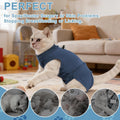 Gyuzh Cat Surgery Recovery Suit for Female Male Cats - Breathable Cone Alternative. Easy-Pull Recovery Suit with Adjustable Neck & Snap Closure for Spay Neutering, Anti-Licking Wound Care Blue L