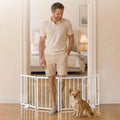 BFNN Free Standing Dog Gate, 16.5" High Short Pet Gate for Stairs and Doorways, Up to 48" Wide Foldable Puppy Fence, Indoor & Outdoor Use, No Drilling and No Assembly, for Small & Toy Dogs, White