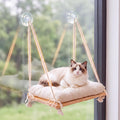 Cat Window Perch Hammock with Upgraded 4 Suction Cups Soft Cushion Wood Bed