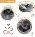 Terunat Cat Tunnel for Indoor Cats, 51×12 inch Foldable Big Cat Tunnel, Grey Suede Pet Tunnels with Two Peepholes and a Bubble Ball