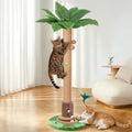 Famifit 39" Cat Scratching Post for Indoor Cats, Interactive Plant-Inspired Cat Scratcher with Sisal Rope, Mouse Hole & Wooden Ball Track, Tall Cat Scratch Post for Large Adult Cats & Kittens