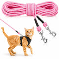 Rypet Reflective Cat Long Leash 15 FT Escape Proof Walking Leads Yard Long Leashes Durable Safe Personalized Extender Leash Traning Play Outdoor for Kitten, Puppy, Rabbit and Small Animals(Pink-S)