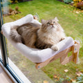 Pecute Foldable Cat Window Perch, Cloud-Soft Cat Bed with Solid Wood Frame, Strong Suction Cup, Washable Cushion, Stable Large Cats Hammock with Sided Bolster, Cats Perch Indoor for Sunbathing, 26" L