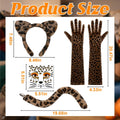Cheetah Costume, Halloween Costumes, 4 PCS Set Headband Tail Gloves Sticker